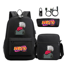 Naruto Usb Password Lock Youth Student Backpack Three Piece Set For Men And Women Backpacks