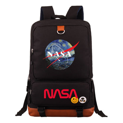 Nasa Fashion Printed Youth Student School Bag Large Capacity Travel Bag Men's And Women's Backpack