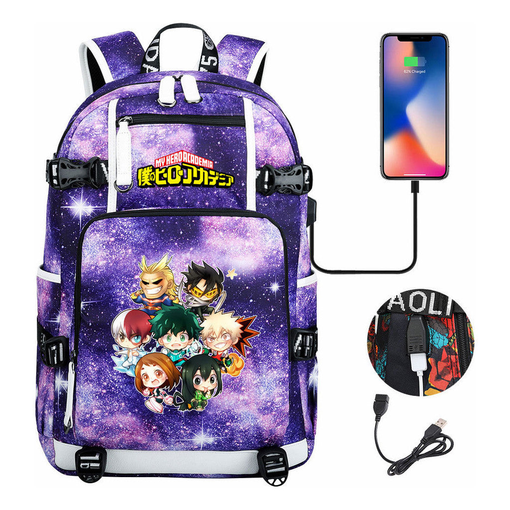My Heroes Academy Usb Youth Student Backpack For Men And Women's Travel Backpacks