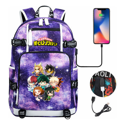 My Heroes Academy Usb Youth Student Backpack For Men And Women's Travel Backpacks