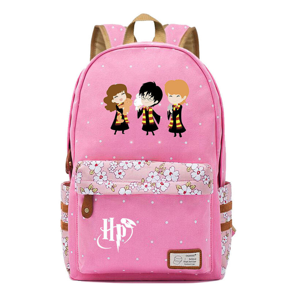 School Of Witchcraft And Wizardry Student Backpack, Floral Canvas, Female Backpack