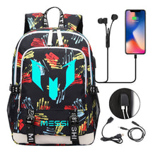 Blue Luminous Sports Football Star Teenagers Schoolbag Usb Leisure Backpack Men And Women