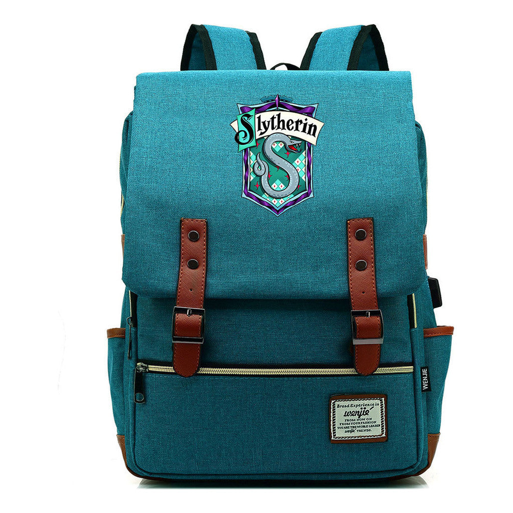School Of Witchcraft And Wizardry Student Backpack Usb Men's And Women's Leisure Belt Buckle Backpack