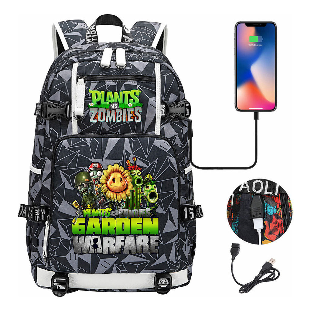 Plant Wars Usb Youth Student Backpack For Men And Women's Leisure Travel Backpack