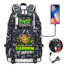 Plant Wars Usb Youth Student Backpack For Men And Women's Leisure Travel Backpack