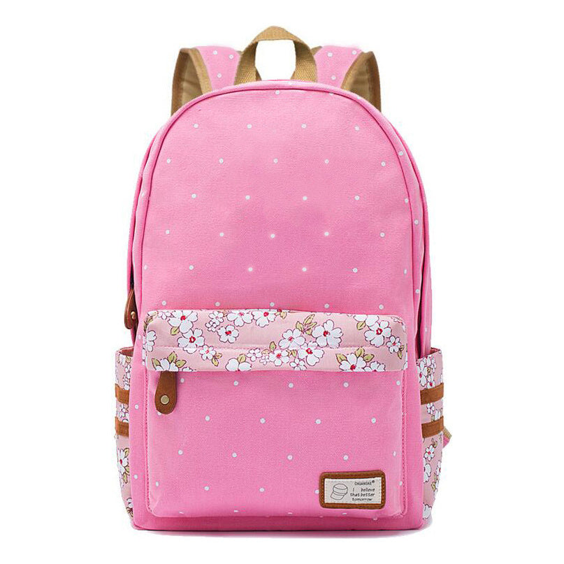 Printed Teenage Girl Student Backpack Casual Canvas Backpack