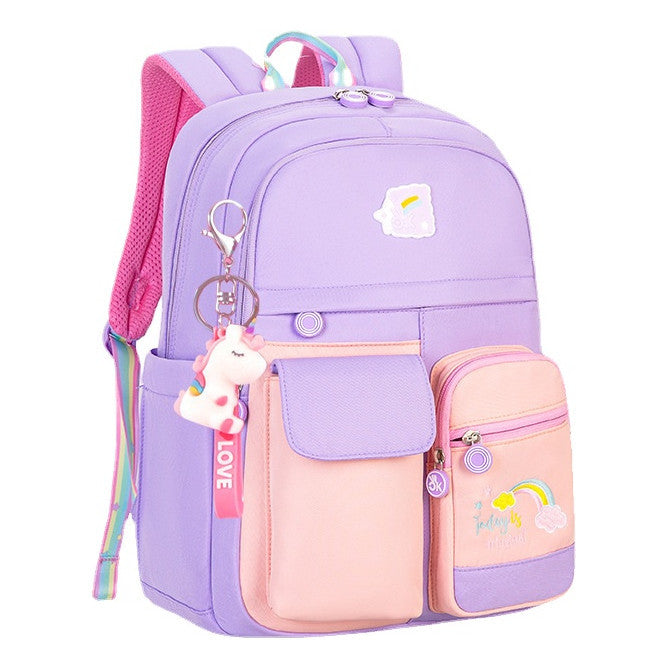 Elementary School Backpack, Lightweight And Casual Children's Backpack, Cute Contrasting Color Student Bag