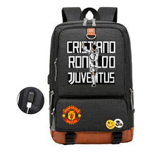 Football Star Cristiano Ronaldo Printed Usb Youth Backpack For Leisure Travel Backpack