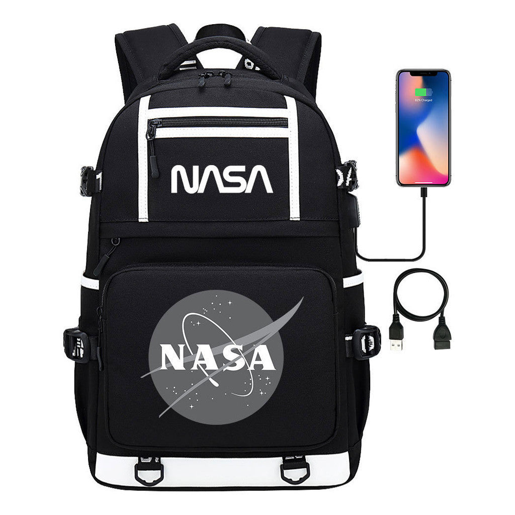 Fashionable Space Printed Usb Student Backpack Backpack Leisure Travel Backpack