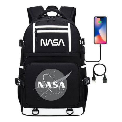 Fashionable Space Printed Usb Student Backpack Backpack Leisure Travel Backpack