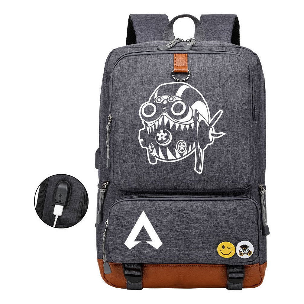 Apex Hero Print Usb Student Backpack For Leisure Travel Backpack