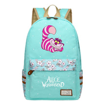 Anime Cartoon Cheshire Cat Print Student Backpack, Floral Casual Backpack