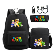 Super Mario Usb Password Lock Youth Student Backpack 3-piece Set For Men And Women Backpacks