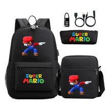 Super Mario Usb Password Lock Youth Student Backpack 3-piece Set For Men And Women Backpacks