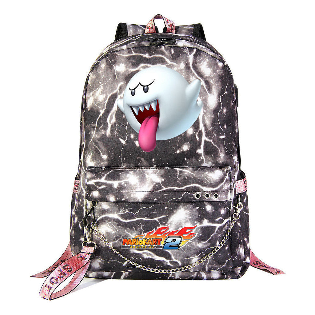 Super Mario Printed Teenage Student Backpack For Men And Women With Casual Woven Straps Backpack