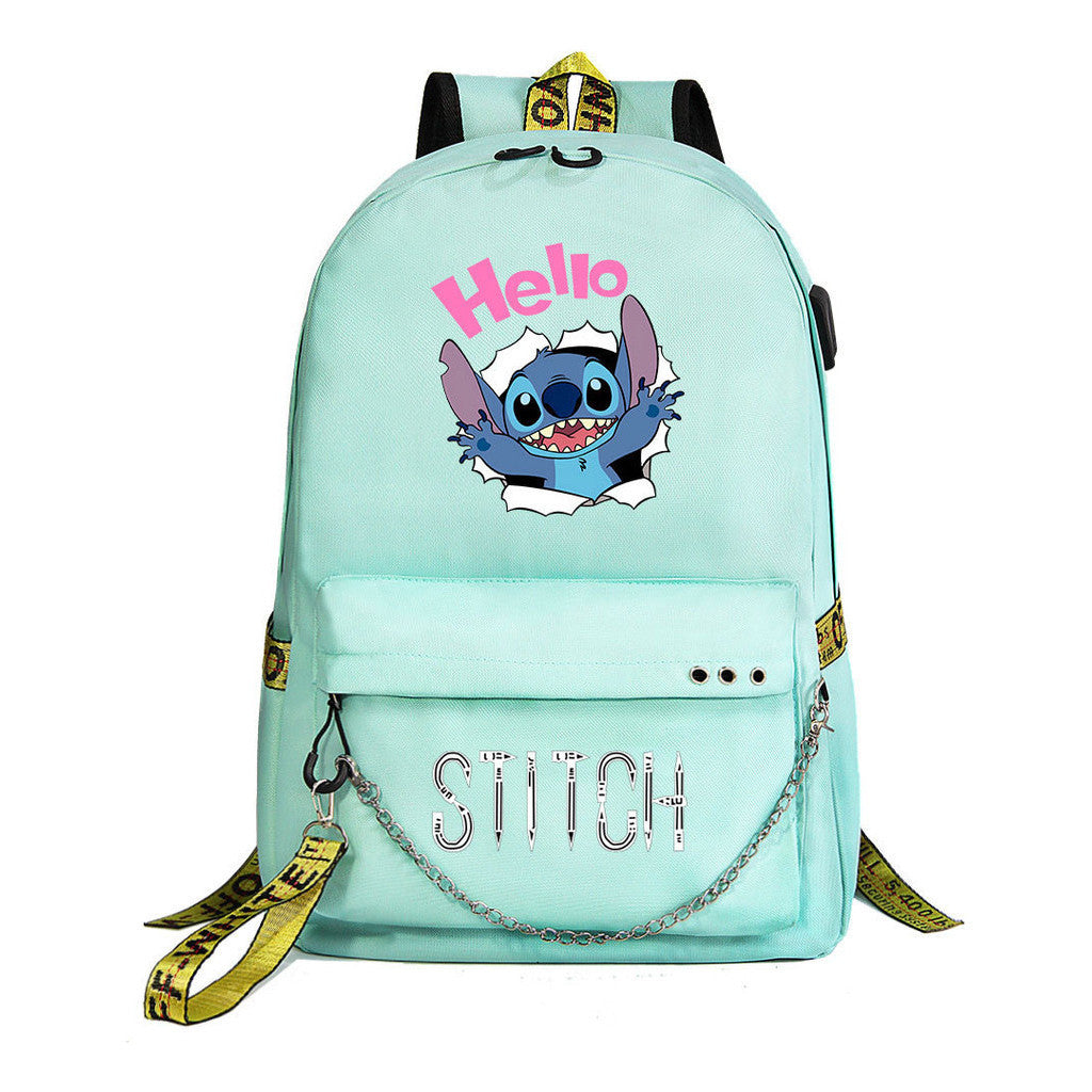 Interstellar Baby Stitch Printed Youth Student School Bag Casual Weaving Strap Backpack