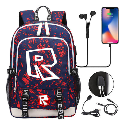 Printed Youth Student Backpack Usb Casual Backpack