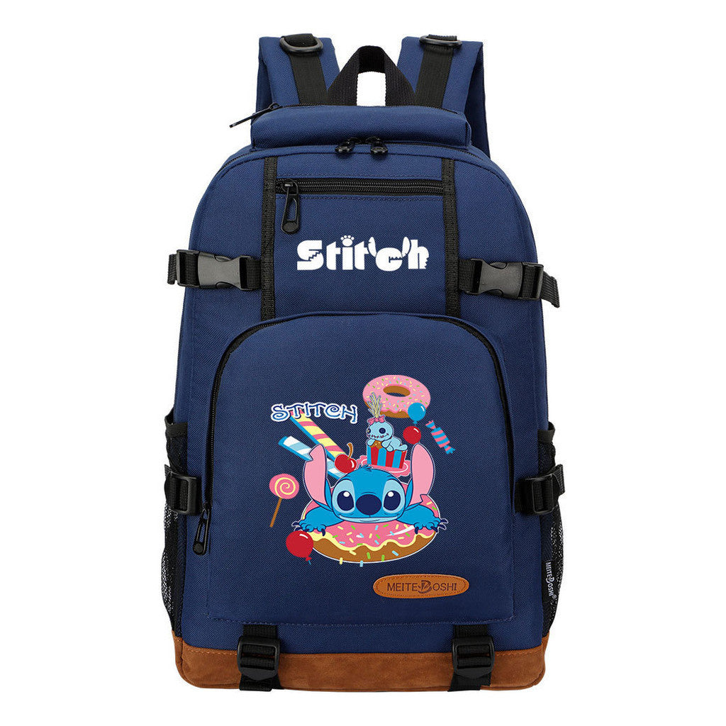 Anime Star Baby Stitch Printed Student Backpack Men And Women's Leisure Travel Backpack