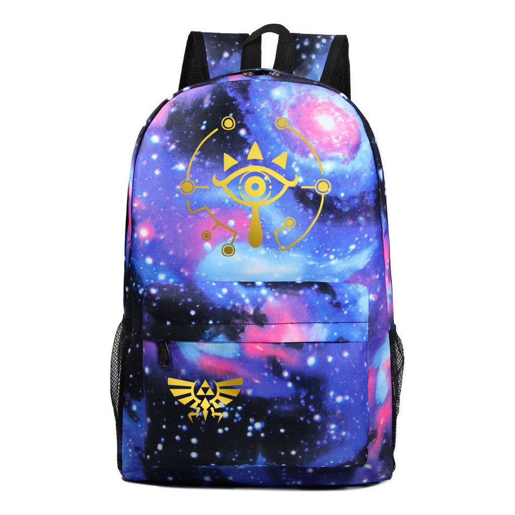 Golden Printed Youth Student Backpack Men And Women's Leisure Backpack