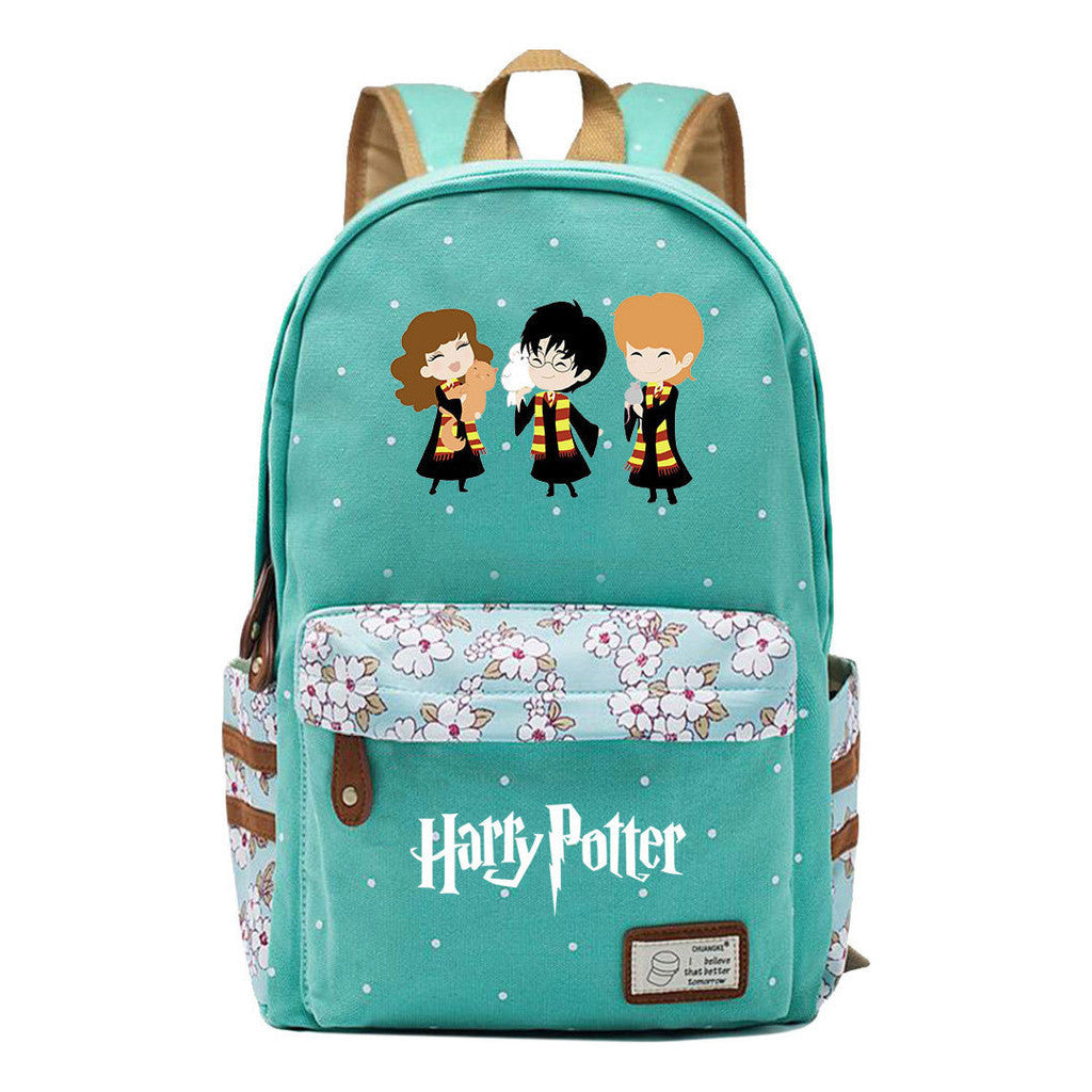School Of Witchcraft And Wizardry Student Backpack, Floral Canvas, Female Backpack