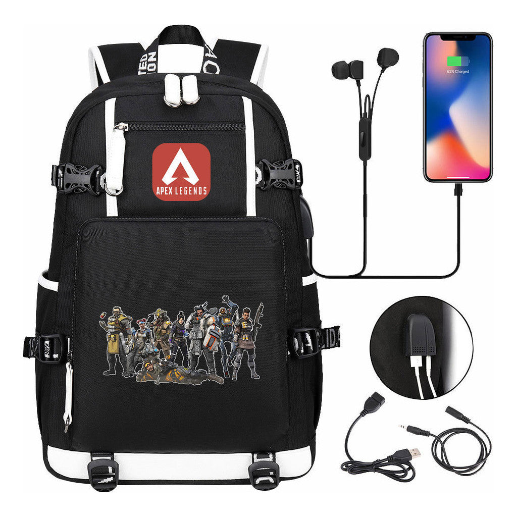 Game Apex Hero Print Usb Large Capacity Youth Student School Bag Men's And Women's Leisure Travel Backpack