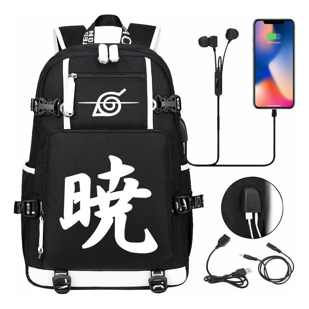 Naruto Usb Large Capacity Youth Student Backpack For Men And Women's Leisure Travel Backpack
