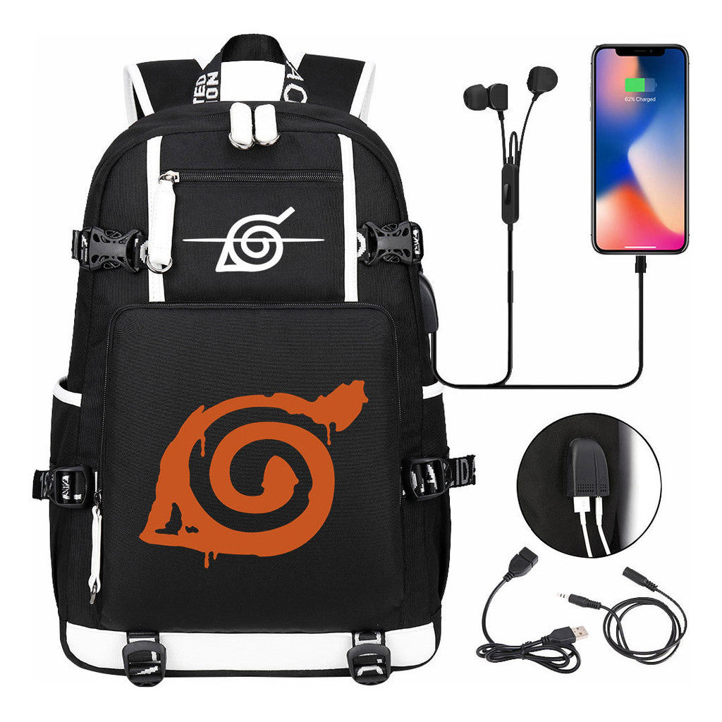 Naruto Usb Large Capacity Youth Student Backpack For Men And Women's Leisure Travel Backpack