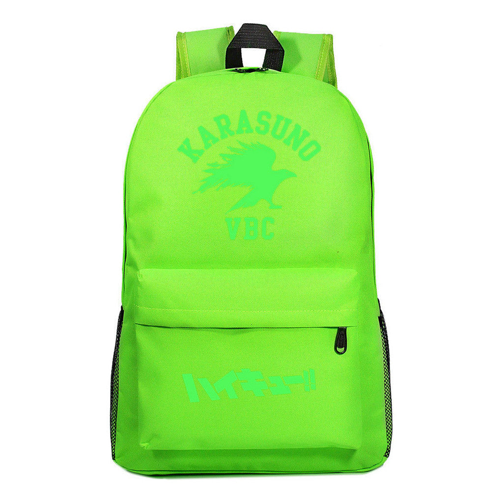 Green Night Light Fashion Volleyball Youth Flying Heart Print Youth Student School Bag Men's And Women's Leisure Backpack
