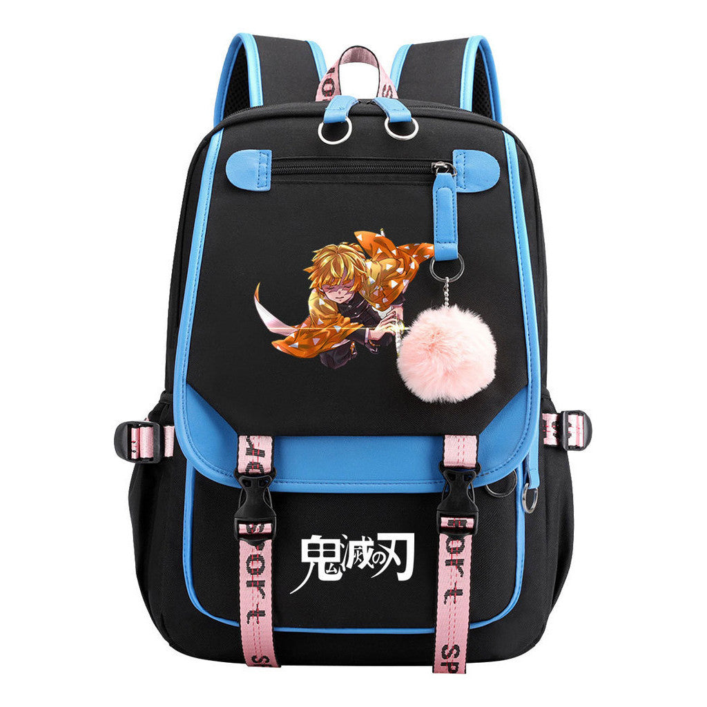 Cartoon Fashion Usb Youth School Bag For Boys And Girls Casual Ribbon Flip Backpack