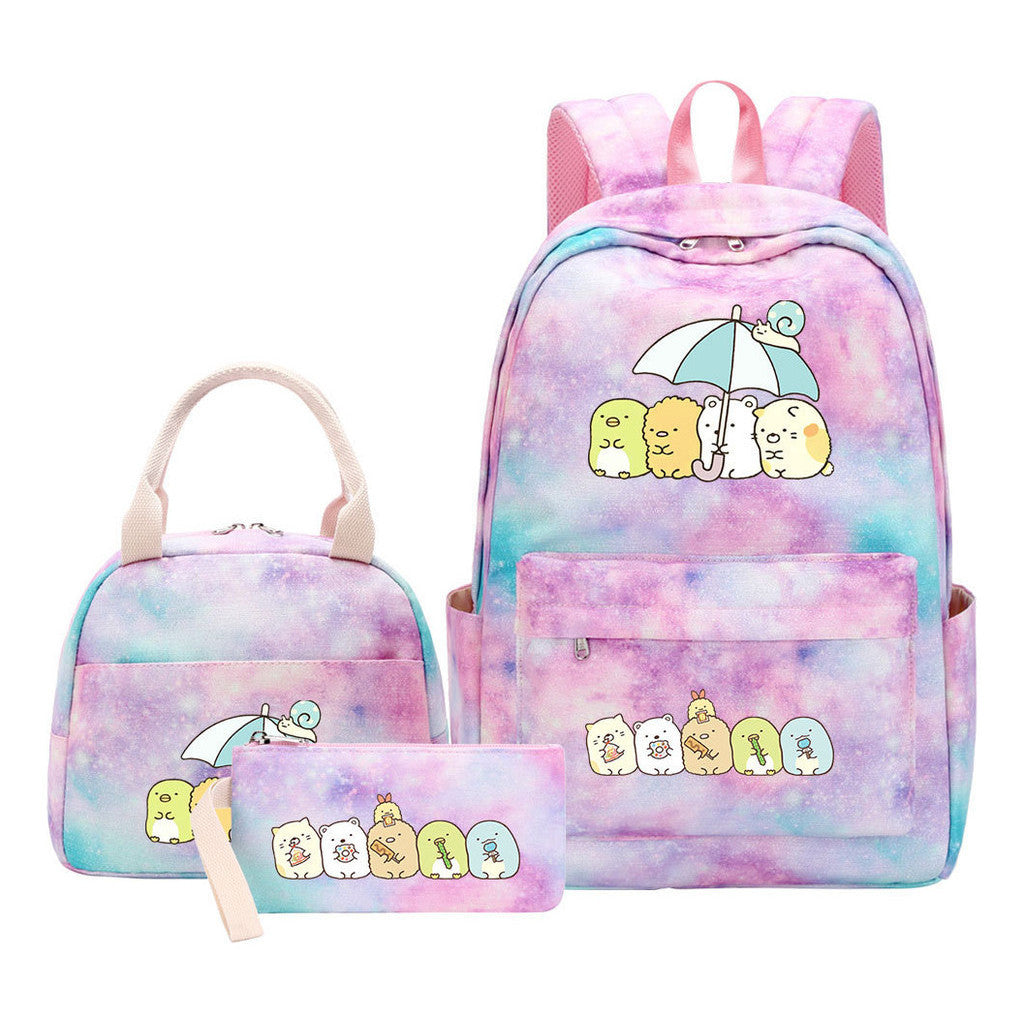Game Corner Biology Student Girls School Bag Lunch Bag Three Piece Set Backpack Set