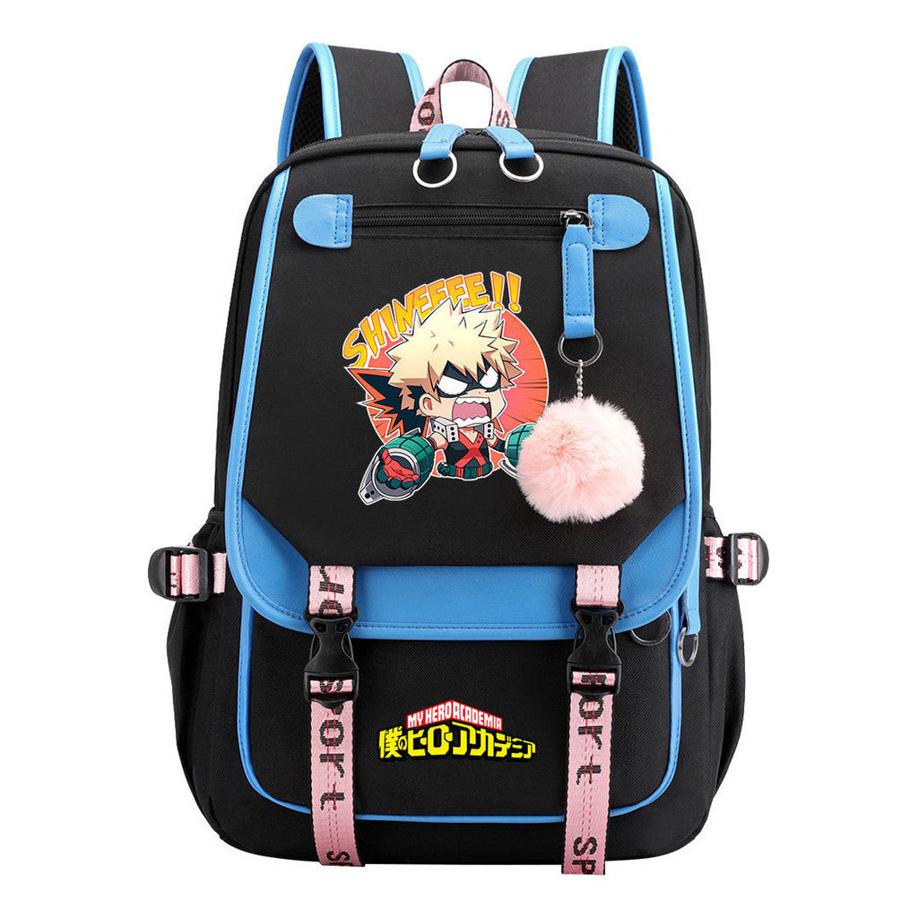 My Heroes Academy Usb Student Backpack For Boys And Girls, Casual Weaving Ribbon Flip Back Backpack