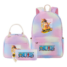Cartoon Pirate King Youth Student Girls School Bag Lunch Bag Three Piece Set Backpack Set