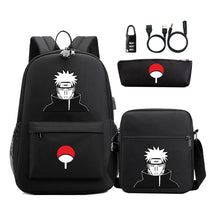 Naruto Usb Password Lock Youth Student Backpack Three Piece Set Backpack Set