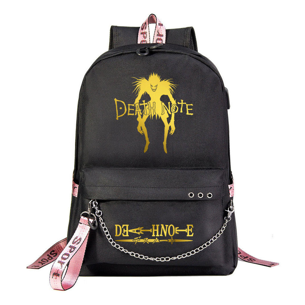 Golden Death Note Death God Usb Youth Student School Bag Leisure Travel Backpack