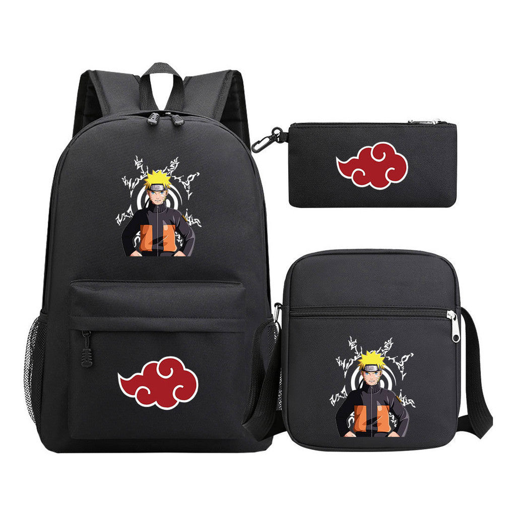 Anime Naruto Starry Sky Youth School Bag Three Piece Set For Boys And Girls Backpack Set