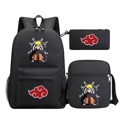 Anime Naruto Starry Sky Youth School Bag Three Piece Set For Boys And Girls Backpack Set