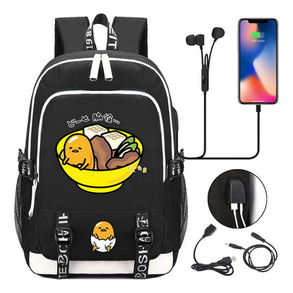 Comic Lazy Egg Youth Student Backpack Usb Men's And Women's Leisure Backpack