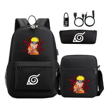 Naruto Usb Password Lock Backpack Three Piece Set For Men And Women Backpack Set