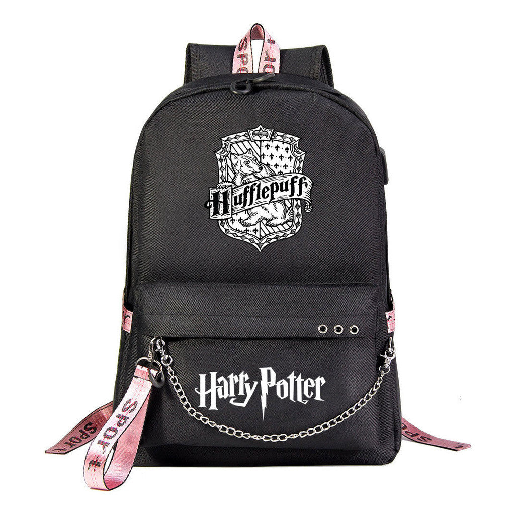 Fashion School Of Witchcraft And Wizardry Badge Usb Youth Student Backpack For Men And Women's Leisure Travel Backpack