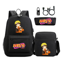 Naruto Usb Password Lock Youth Student Backpack Three Piece Set For Men And Women Backpacks