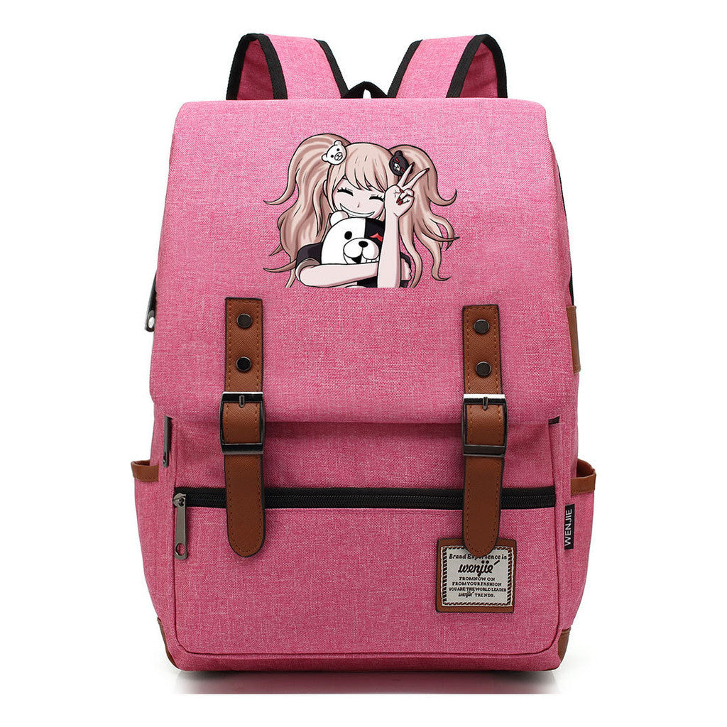 Printed Teenage Student Backpack For Men And Women With Casual Belt Buckle Classic Backpack