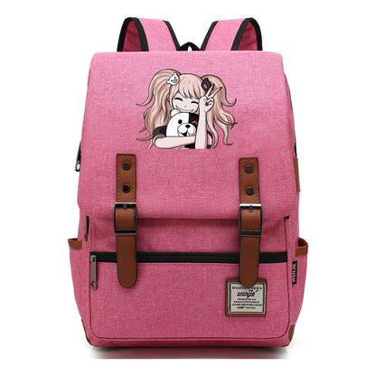 Printed Teenage Student Backpack For Men And Women With Casual Belt Buckle Classic Backpack