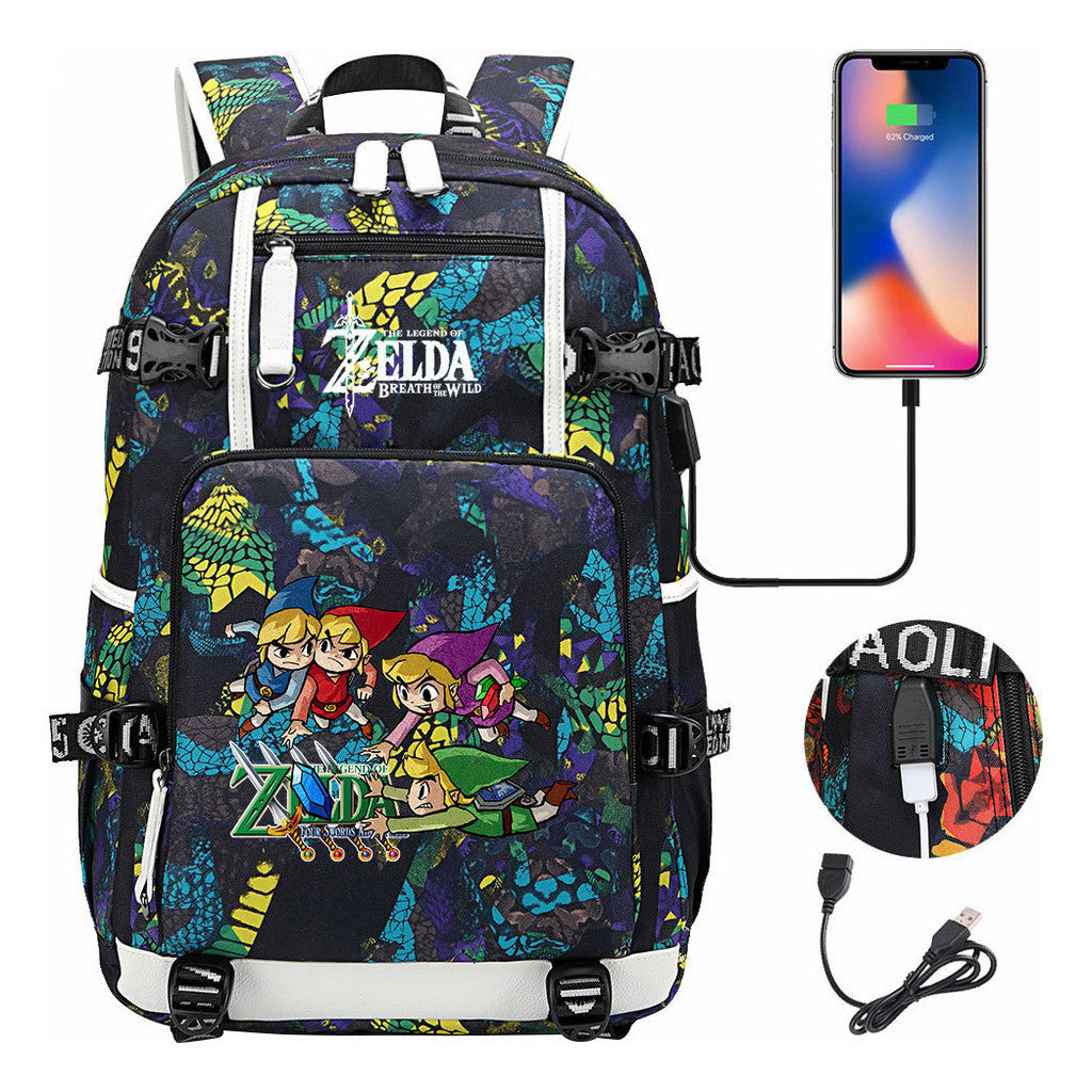 Legend Of Zelda Usb Youth Student Backpack For Leisure Travel Backpack