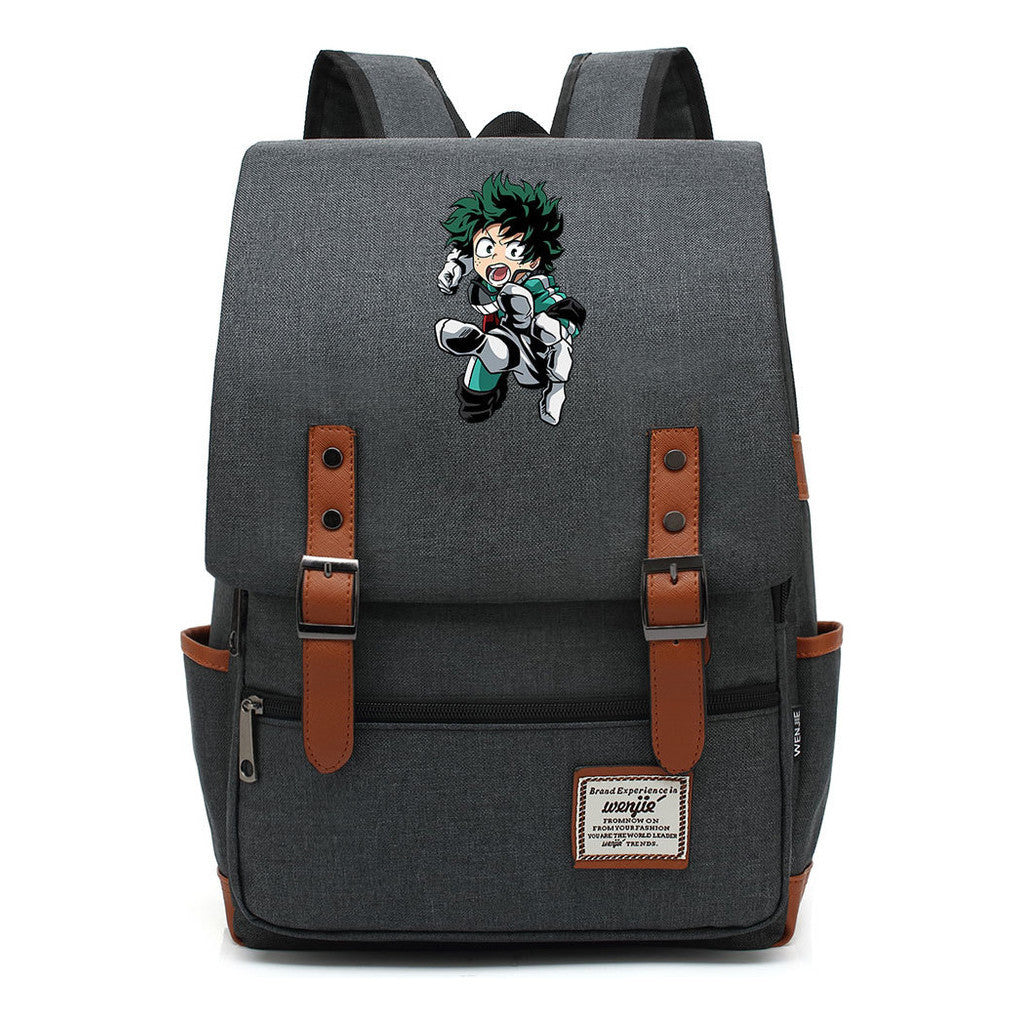 Anime My Heroes Academy Printed Youth Student Backpack Men's And Women's Leisure Belt Buckle Classic Backpack