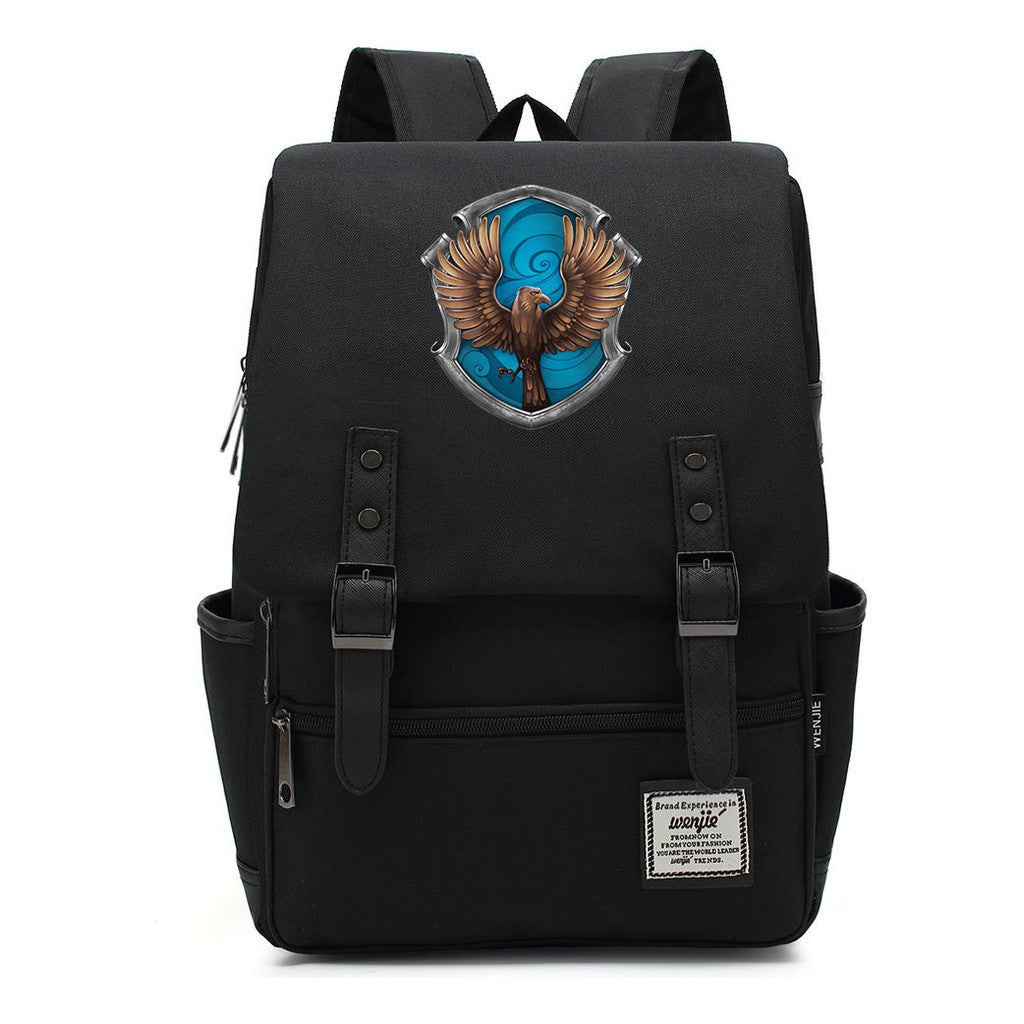 School Of Witchcraft And Wizardry Printed Youth Student Backpack For Men And Women, Casual Belt Buckle, Classic Backpack