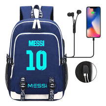 Blue Luminous Sports Football Star Teenagers Schoolbag Usb Leisure Backpack Men And Women