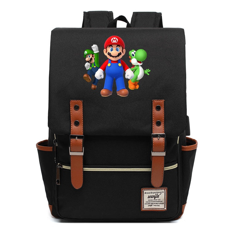 Super Mario Youth Student backpack USB casual backpack