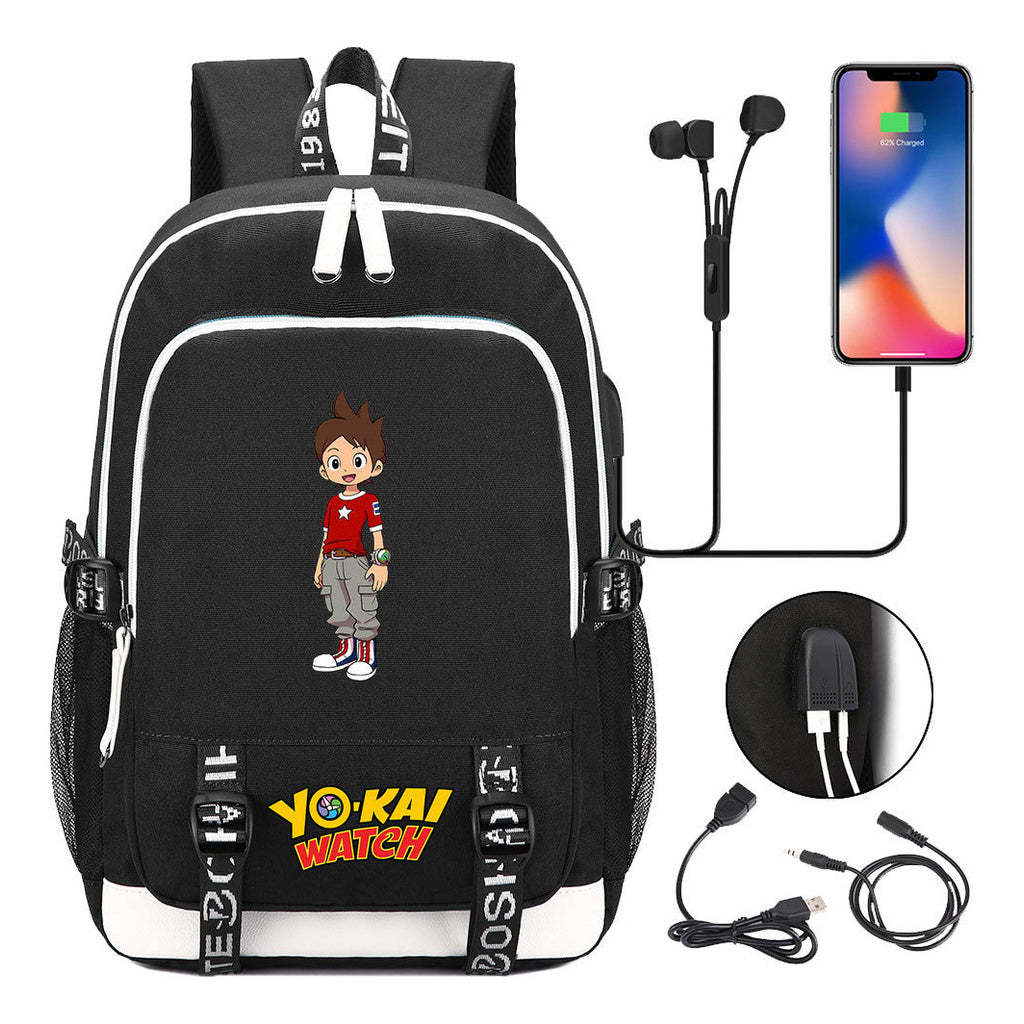 Anime Monster Watch Student School Bag Usb Men's And Women's Leisure Backpack
