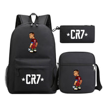 Sports star Cristiano Ronaldo printed youth student backpack 3-piece set for boys and girls backpack set