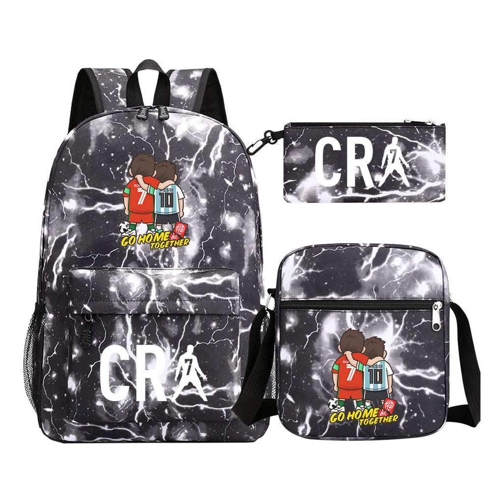Football Star Cristiano Ronaldo Printed Youth Student Backpack 3pcs/Set Backpacks